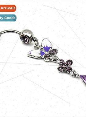 Europe Fashion Piercing Jewelry Purple Butterfly Belly Butto