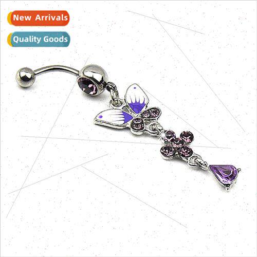 Europe Fashion Piercing Jewelry Purple Butterfly Belly Butto