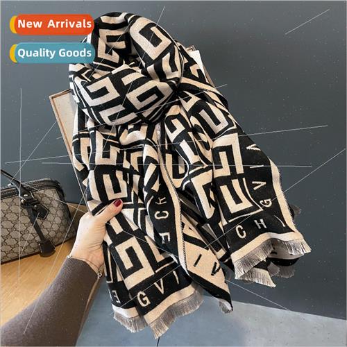 2023 new Korean  fall winter warm scarf female letters doubl