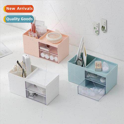 Double Drawer Desktop Organizer Cosmetic Plastic Compartment