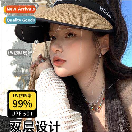 Hollow top sun hat female summer vinyl straw hat UV professi
