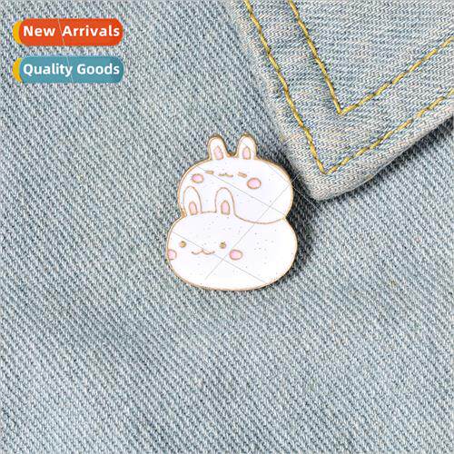Cartoon cute white rabbit alloy brooch cute little fat rabbi