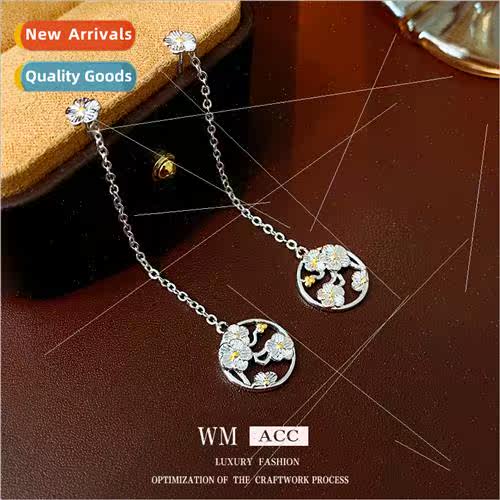 lver needle round metal flower tassel earrings fashion hundr