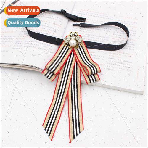 Striped Bow Tie Seasonal New College Shirt Collar Flower Poi