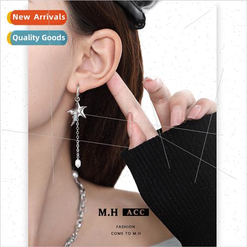 Starfish tassel earrings asymmetrical niche fashion pearl ea