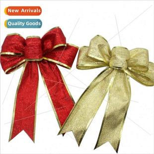 Gold Christmas Bow Large Hanging Red Decoration 25CM Tree
