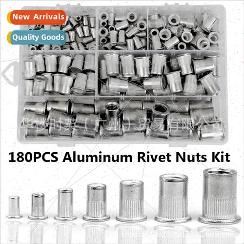180PCS Flat Head Vertical Rivet Nuts Boxed Aluminum Rivet Nu