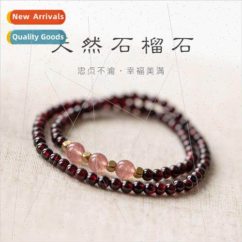 Natural Wine Red Garnet Strawberry Crystal Bracelet Women Mu