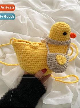 Wool knitting cute duckling childrens bag Korean cartoon gir