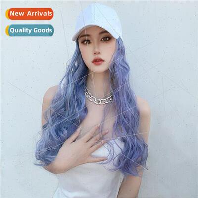 Wig female hat wig one-piece slightly curly long hair chemic