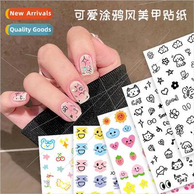 Cute graffi  nail stickers cartoon kten puppy rabb candy col