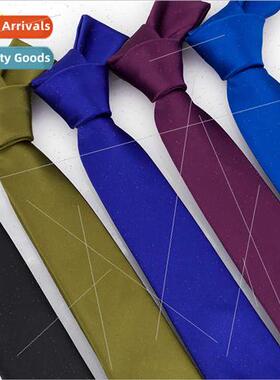 Men polyester jacquard fabric plain glossy 6cm narrow neckti