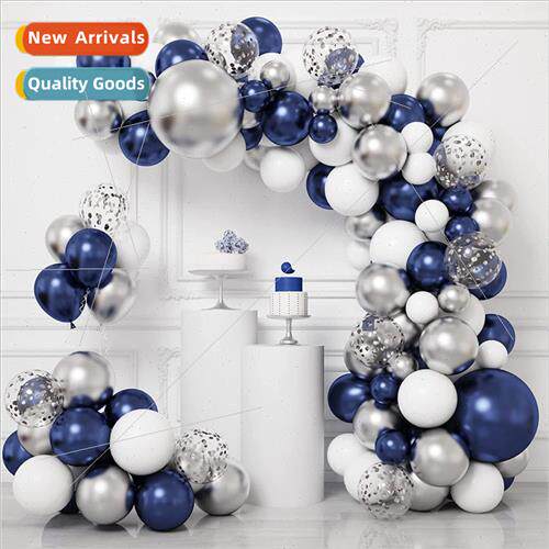 New ght Blue Metallic lver Gold Black Latex Arch Balloon Cha