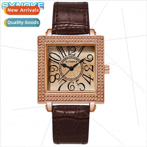 Vintage square watch fashion nd diamond encrusted belt quart