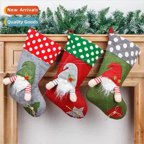 New faceless old man Christmas stockings plush polka dot Rud