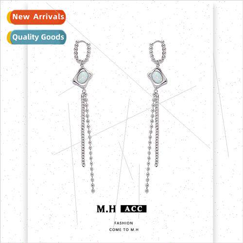 Opal tassel earrings female delicate simple earrings Korea e