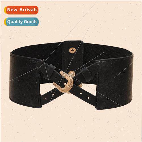 Europe metal horseshoe buckle cross leather elastic elastic