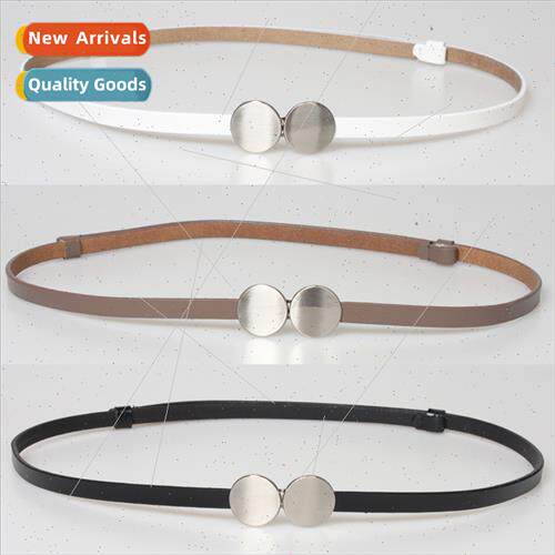 Brushed buckle head ladies thin belt leather fashion ins dec