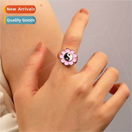 Korea Fashion Flower Bagua Ring 2023 Cute Fun Emoji Ring Per