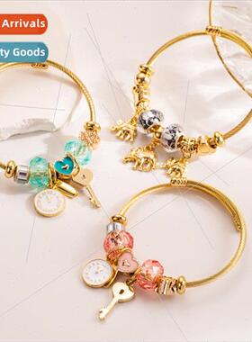 Panjia stainless steel gold bracelet women DIY cartoon eleph