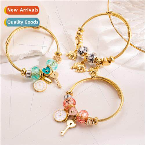 Panjia stainless steel gold bracelet women DIY cartoon eleph