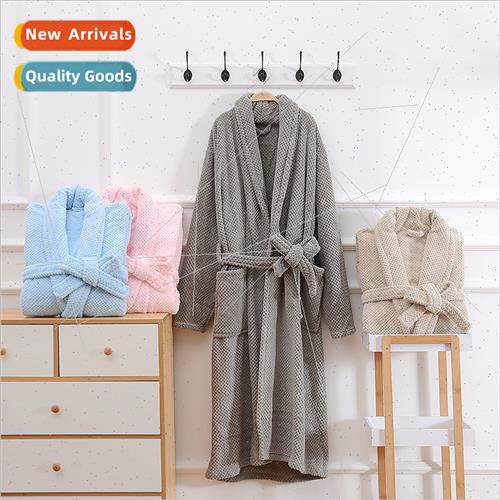 Pine适用Appleplaid coral velvet robe absorbent soft home bat