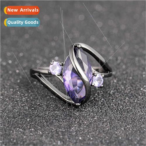 Europe Sapphire Horse Eye Ring Women mple Black Gold Plated