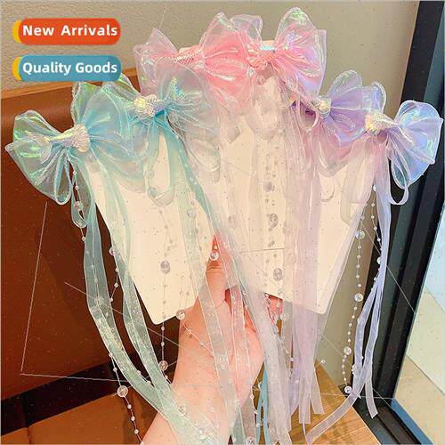 Children hair clips girls mermaid  color bow braided hair cl