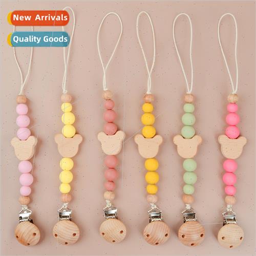Baby Products Wooden Bear Beads Pacifier Chain Teether Rope