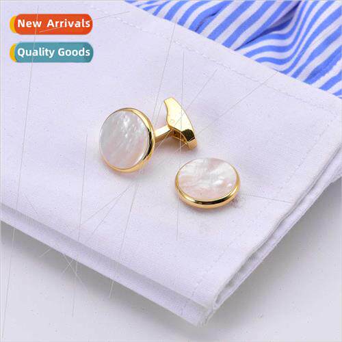 Men women high-grade classic round alabaster mother-of-pearl
