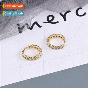 diamond crystal silver buckle Korea earrings s925 round