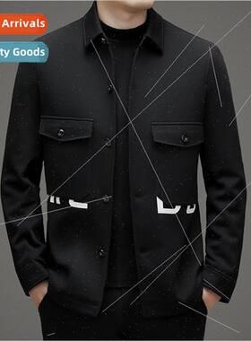 Autumn lapel work jacket men solid color twill jacquard kn b