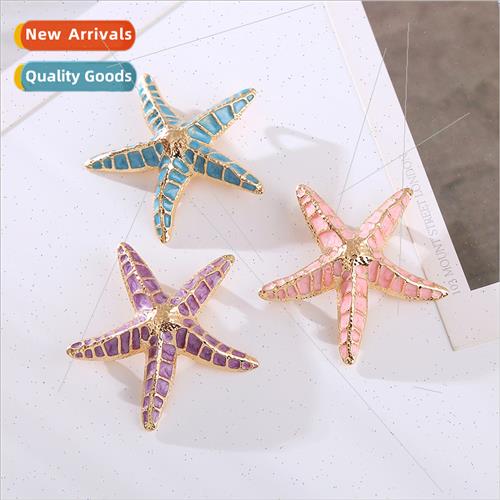 Fashion new simple starfish brooch creative alloy oil drop b