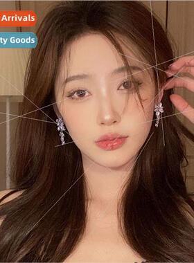 Floral Zirconia Tassel Earrings che Earrings Stud Earrings D