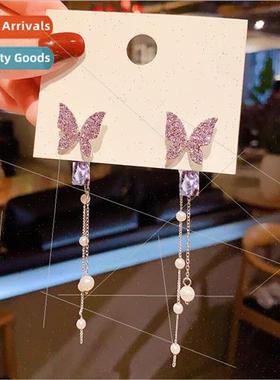 S925 silver needle long pearl tassel earrings female fairy s