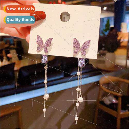 S925 silver needle long pearl tassel earrings female fairy s