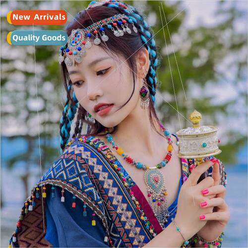 Ethnic colorful beads drip oil alloy necklace retro irregula