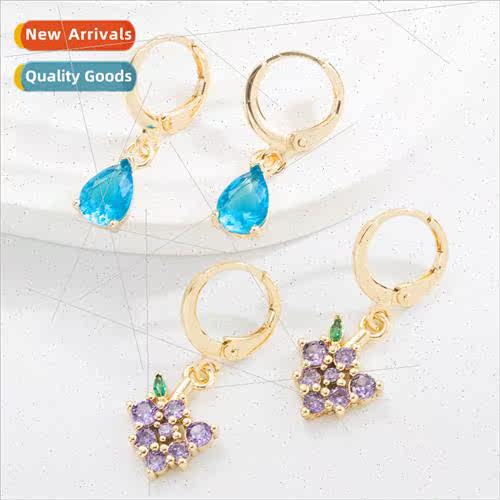 Europe new creative grape earrings earrings female copper go