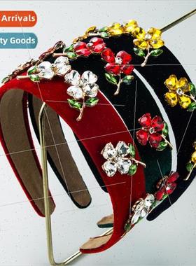 Hair bands baroque retro glter crystal flower headband femal