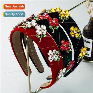retro glter crystal Hair headband baroque flower femal bands