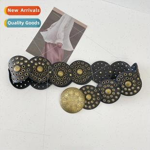 ins women ethnic wide belt pin buckle outerwear shaping fash