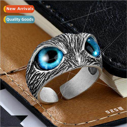 vintage devil eye owl ring men women can wear open adjustabl