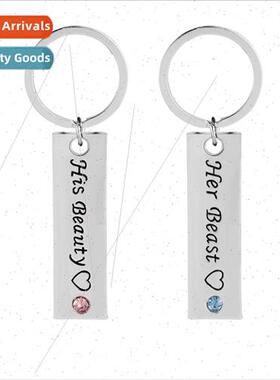 Europe Creative Alphabet Keychain her beast his beauty love