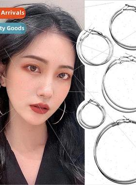 Korea popular simple hoop large circle circle earrings silve