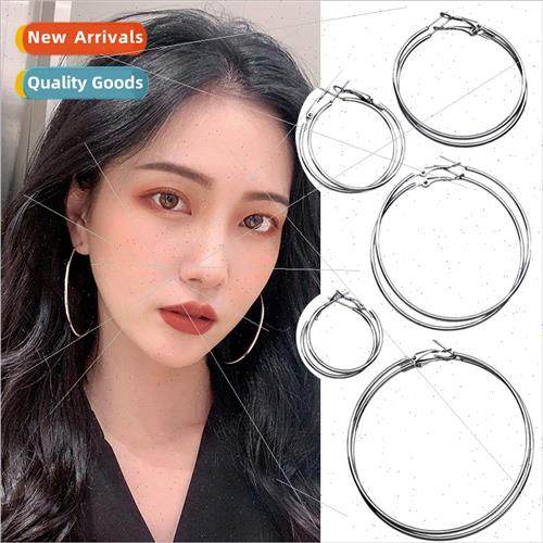 Korea popular simple hoop large circle circle earrings silve