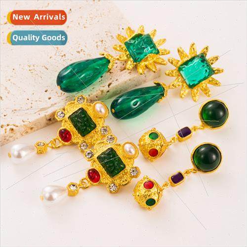 Europe fashion retro nd alloy diamonds pearls earrings antiq