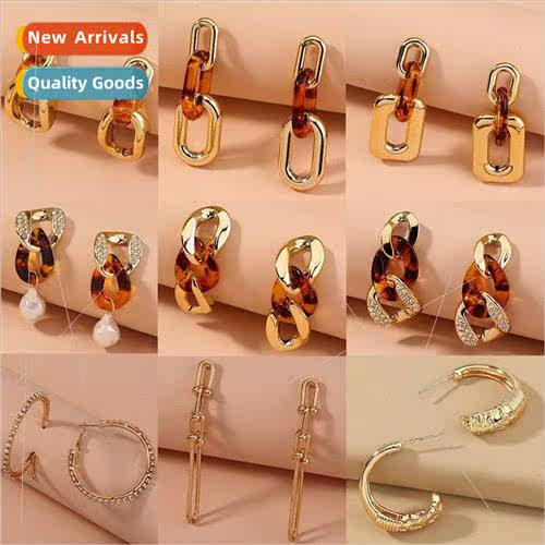 New earrings fall fashion nd cold wind female lock chain bar