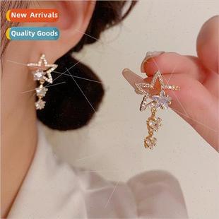 zirconia star earrings Fashion silver senior s925 pin sweet