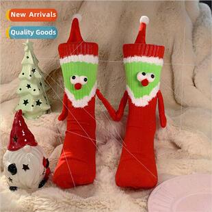 Christmas hand-holding socks women cute couple hand-holding