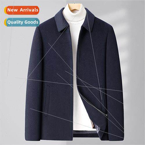 Men 100% pure wool down jacket business casual lapel tweed j